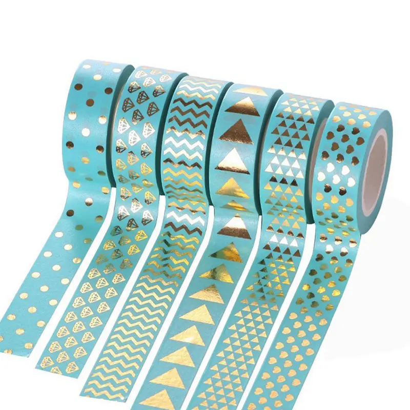 

6pcs Adhesive tapes Stickers with pattern Beautiful washi paper DIY Decoration calendar scrapbooking album Gift paper Blue