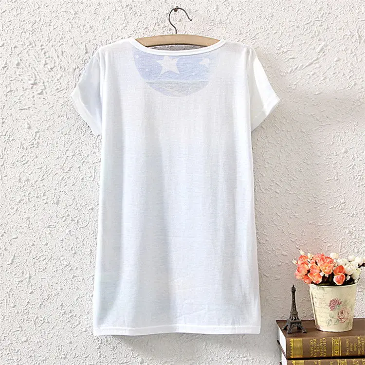 Женская хлопковая футболка с коротким рукавом мультяшным принтом совы|blouse