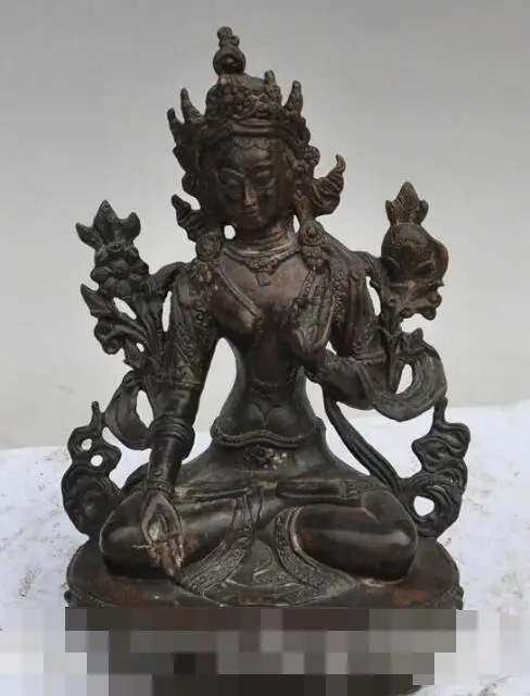 

S00517 tibet buddhism fane bronze white tara kwan-yin Bodhisattva goddess buddha statue