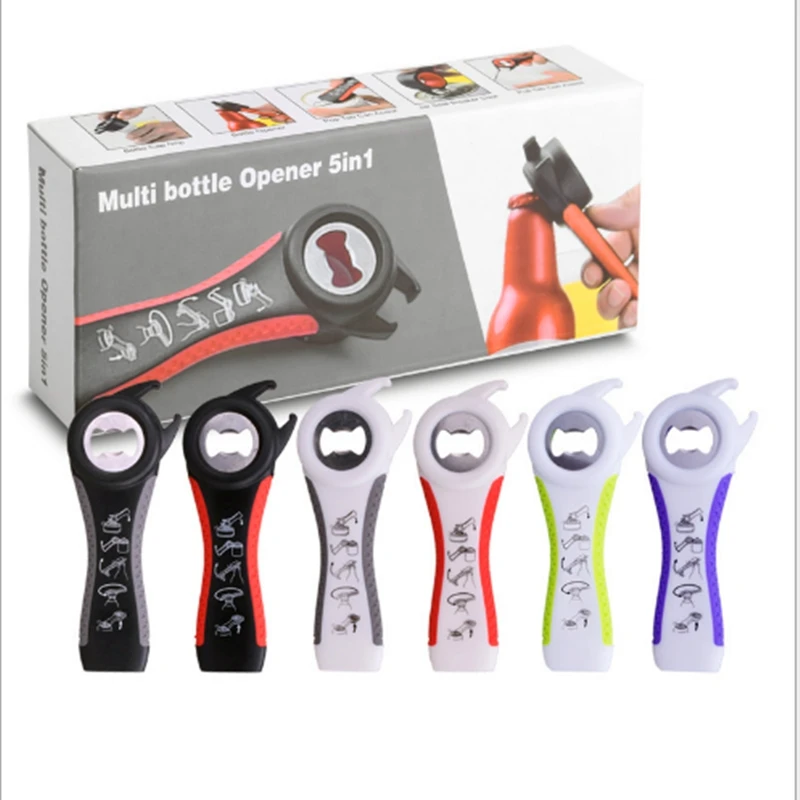 

5 in 1 Multi function multi-function Stainless Steel plastic Can jar bottle open can Opener Beer Good Kitchen Tool tools