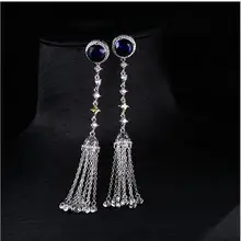 Длинные серьги с прозрачными белыми кисточками, с микро-проложенной подвеской, модные высококачественные серьги с кубическим цирконием
