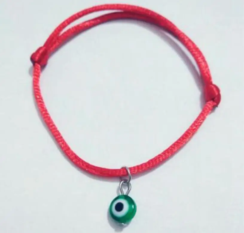 Бесплатная доставка! Модный браслет Kabbalah с надписью Good Luck Green Evil Eye и красной нитью