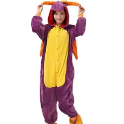 Фиолетовый дракон Унисекс Взрослые повседневные фланелевые пижамы Рождественские Мультяшные животные пижамы леопард для мужчин и женщин