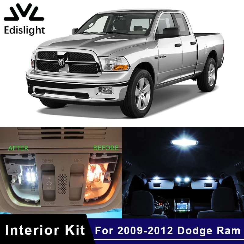 Us 8 33 40 Off Edislight 7pcs White Canbus Led Lamp Car Bulbs Interior Package Kit For 2009 2012 Dodge Ram 1500 2500 3500 Map Dome Plate Light In