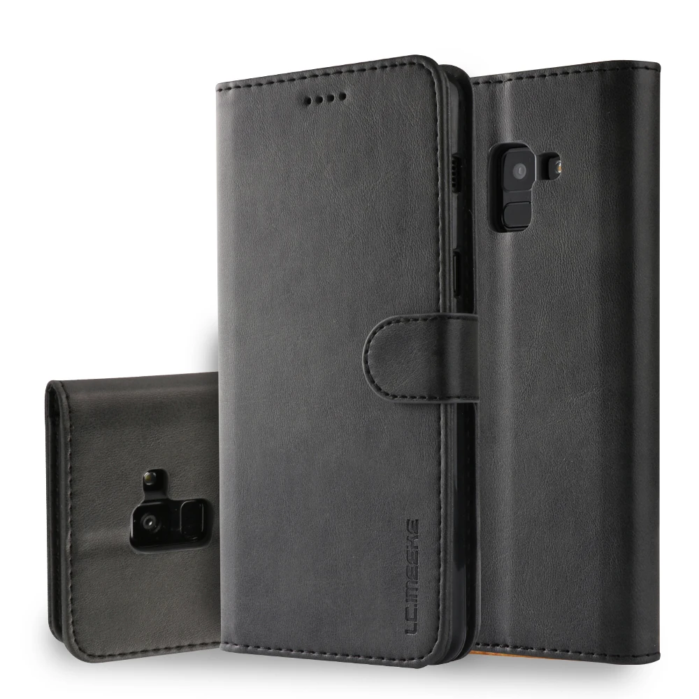 

Luxury Leather Flip Case For Samsung Galaxy A8 2018 A8 Plus Soft Silicone Cover Card Holder Wallet Case For Samsung A8 2018