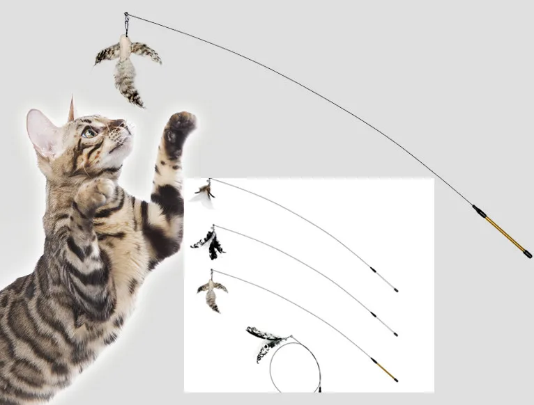 

usd1.98/pc Free shipping pet cat fishing rod playing toys cat teaser feather bird 20pcs/lot