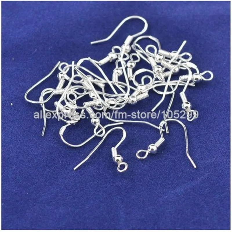 200PCS 18MM Making DIY jewelry findings silver F hook earrings 925 Sterling Silver French Ball hooks earrings Silver 500pcs sterling silver open jump ring silver components diy jewelry 925 silver findings opening rings