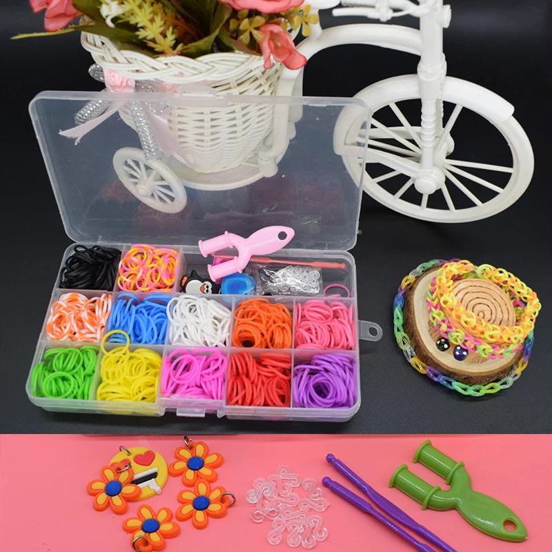 price cut 600pcs rubber loom bands girl gift for children elastic band for weaving lacing bracelet toy gum fo