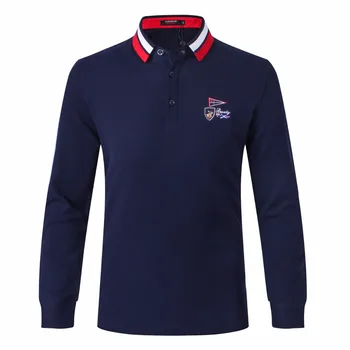 

2017 autumn and winter clothes Men's lapel Embroidered t shirt Brand clothing casual cotton long-sleeved t-shirt Billionaire