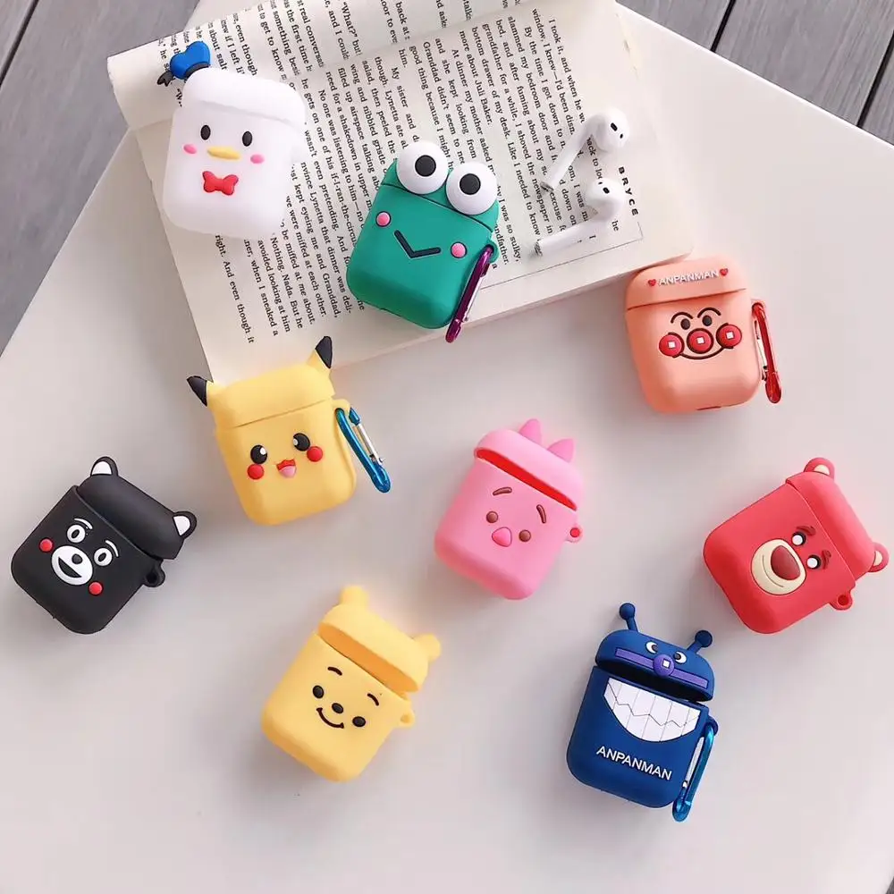 

For AirPods Case Bluetooth Wireless Earphone Case For Apple Airpods 2 Charging Box Cartoon Protect Cover With Finger Ring Strap
