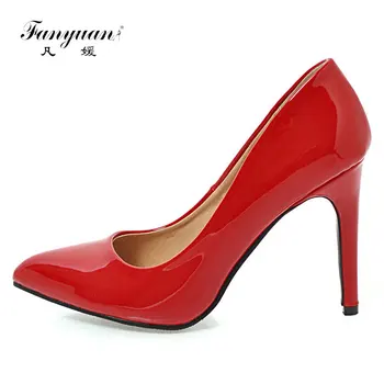 

Fanyuan Sexy Pointed toe Women Pumps Thin High Heels Shoes Woman Nightclub Wedding Party nude color Female Footwear 34-43 Size