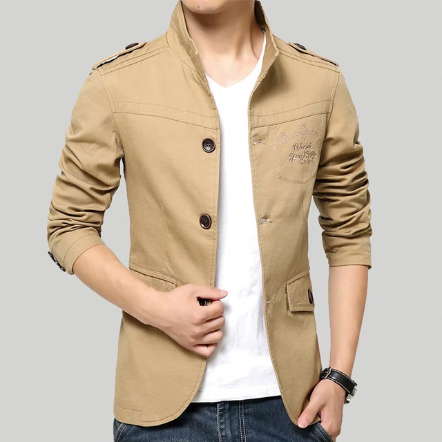 Spring and Summer Men's Jackets Solid Cotton Casual Coat Men Army
