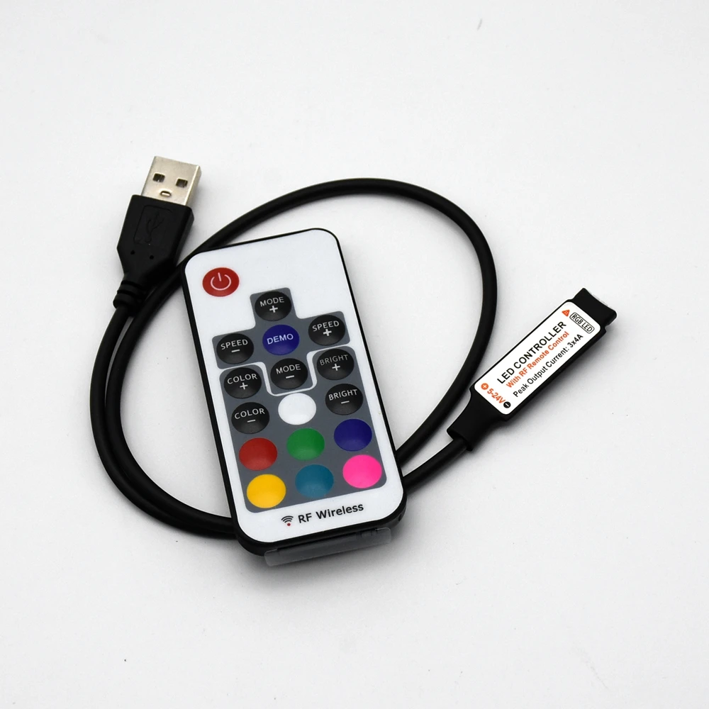 17key RF Wireless Mini Remote Controller 5 24V USB RGB LED Controller