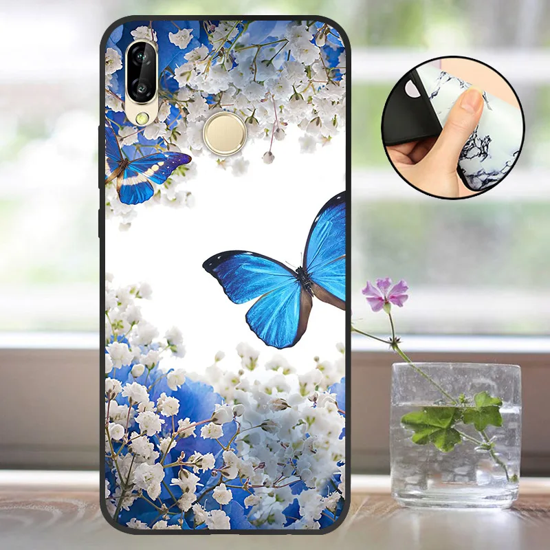 Черный матовый чехол для Huawei P20 Lite силиконовый с рисунком P20Lite телефона 5 84 дюйма