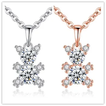 

2020 New Best Quality Fashion wild Simple bear necklace hot personality pendant Crystal from Swarovskis Fine jewelry For Women