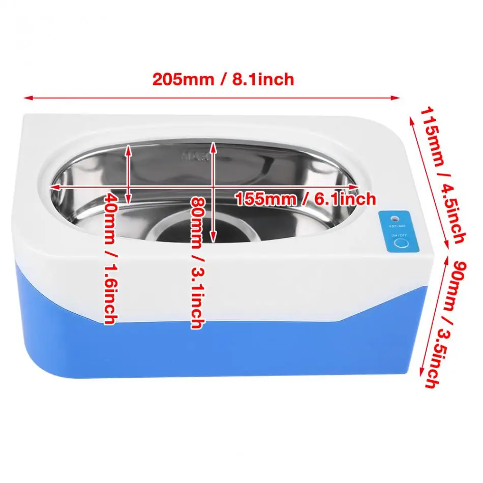 Мини Ультра звуковой очиститель с цифровым таймером для часов, очков, ювелирных колец, монет, бытовой чистящей машины 35 Вт 400 мл