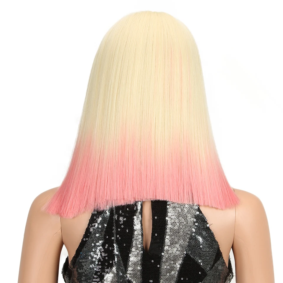 Магия волос термостойкие волокна волос 1" Inch синтетический парик Ombre блондинка Цвет Прямо Синтетические волосы на кружеве парики для черный Для женщин