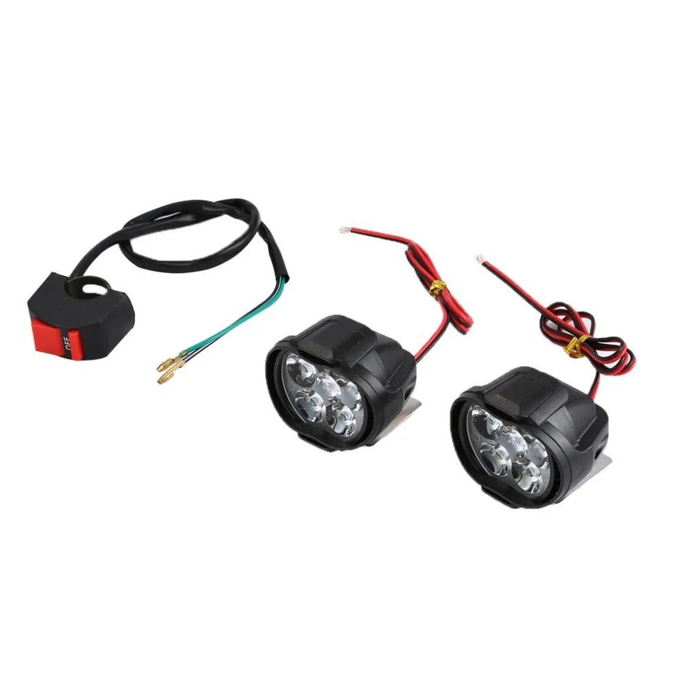 

2 Pcs Universal LED Motorcycle Headlight Mount Driving Mirror Fog Head Spotlight Auxiliary Lamp Side Mirror Light Switch