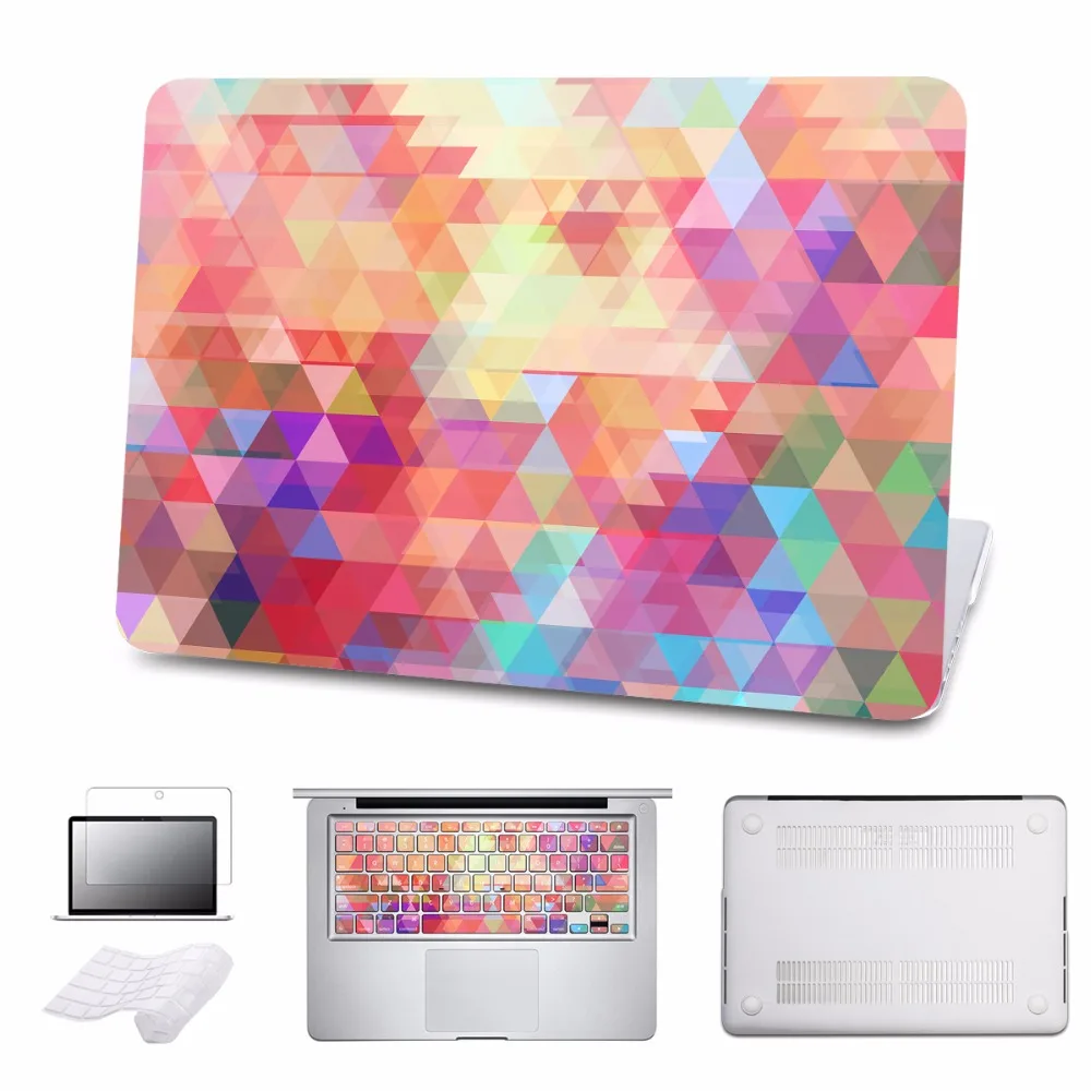 

5 in 1 Bundle Hard Case & Keyboard Skin for Macbook Air 11 12 13 A1466 Pro 13 15 A1278 A1502 A1706 With Screen Protector Film