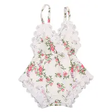 Одежда для маленьких девочек; комплект одежды с цветочным рисунком; кружевной комбинезон; комбинезон