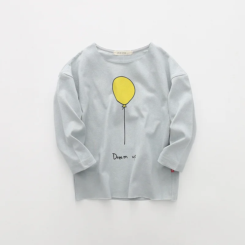Gray blue Весенние брендовые хлопковые футболки с рисунком Тао для мальчиков и девочек, детские футболки, футболки с длинными рукавами для мальчиков и девочек, детские топы, одежда для малышей 12 мес.-7 лет - Цвет: Gray blue