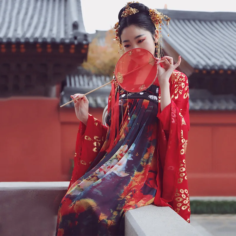 Костюм для китайских танцев красный Hanfu для женщин Традиционная сценическая одежда народное платье одежда для восточных выступлений карнавальный наряд DC2348