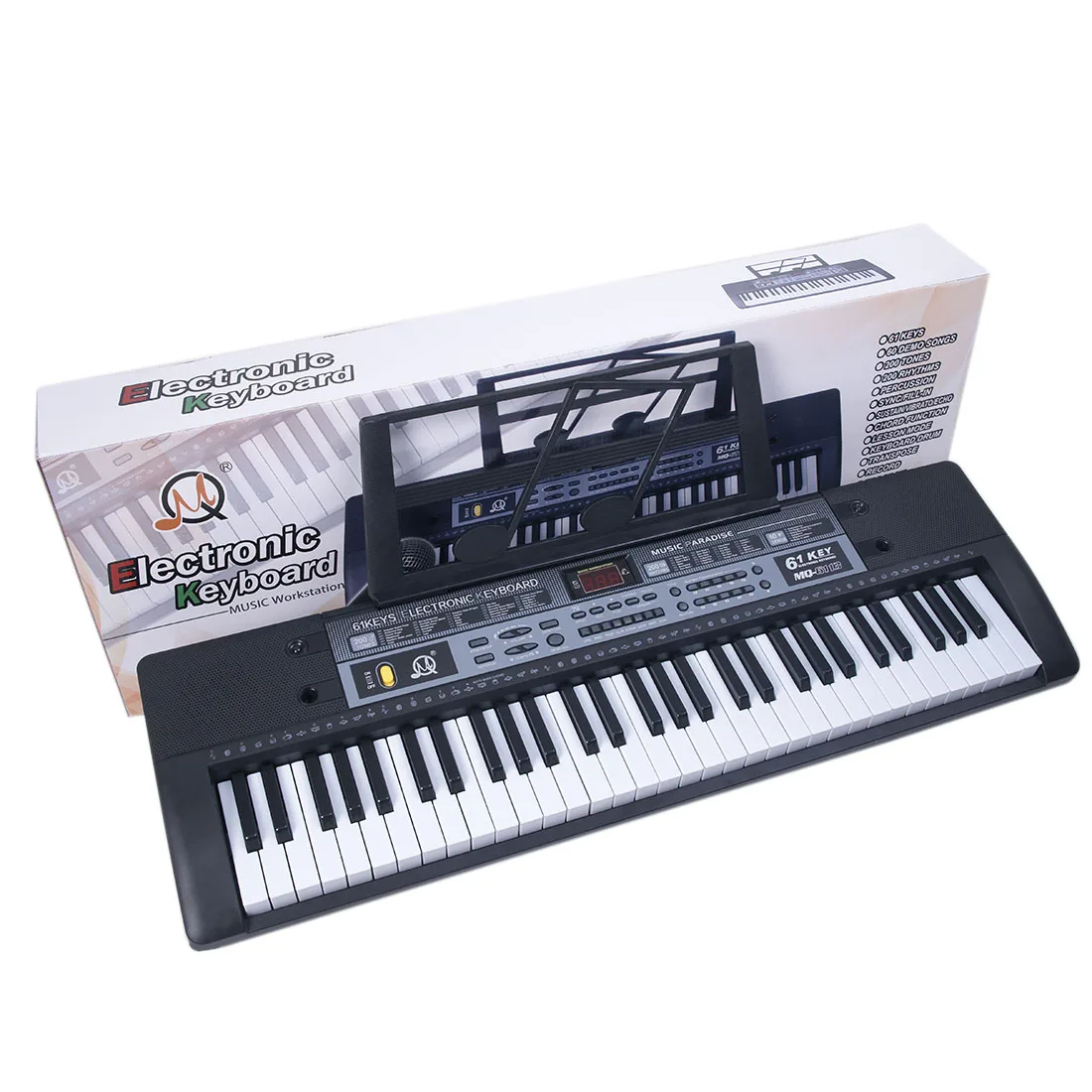 Elétrico com Suporte e Microfone Presentes das Crianças Venda Quente Teclas Crianças Música Digital Teclado Eletrônico Placa Chave Piano 61 7 Instrumento musical de brinquedo