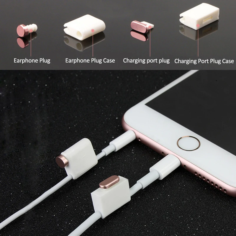 

4 in 1 Dust Plug 3.5 AUX Headset Jack Anti Phone Plug Cover Jack 3.5 For iPhone 5 5s se 6 7 8 Plus Accesorios Para Celular