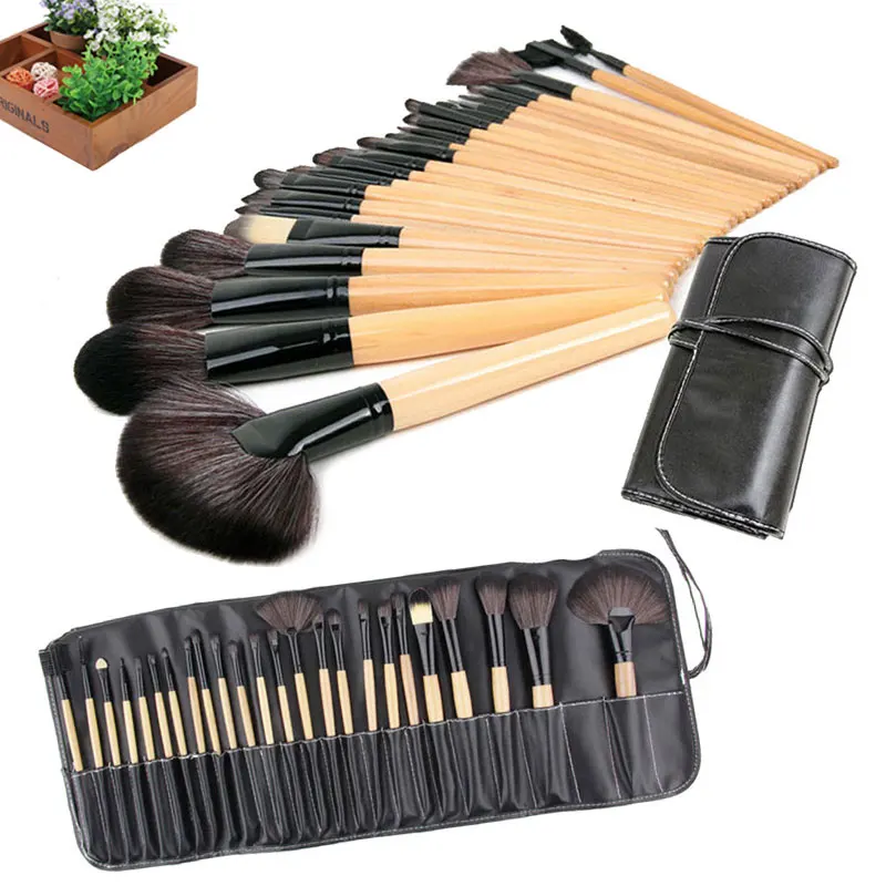 24Pcs Pro Technic Mycoplasma Wood Color Professional Makeup Brushes Set