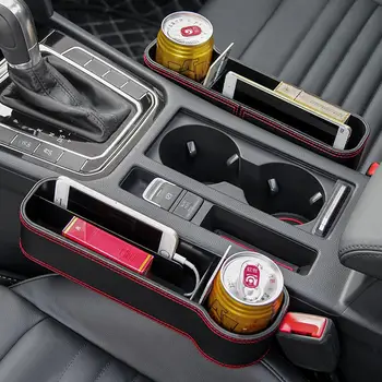 

Car Phone Cup Key Organizer Seat Side Slit Gap Faux Leather Storage Box Case
