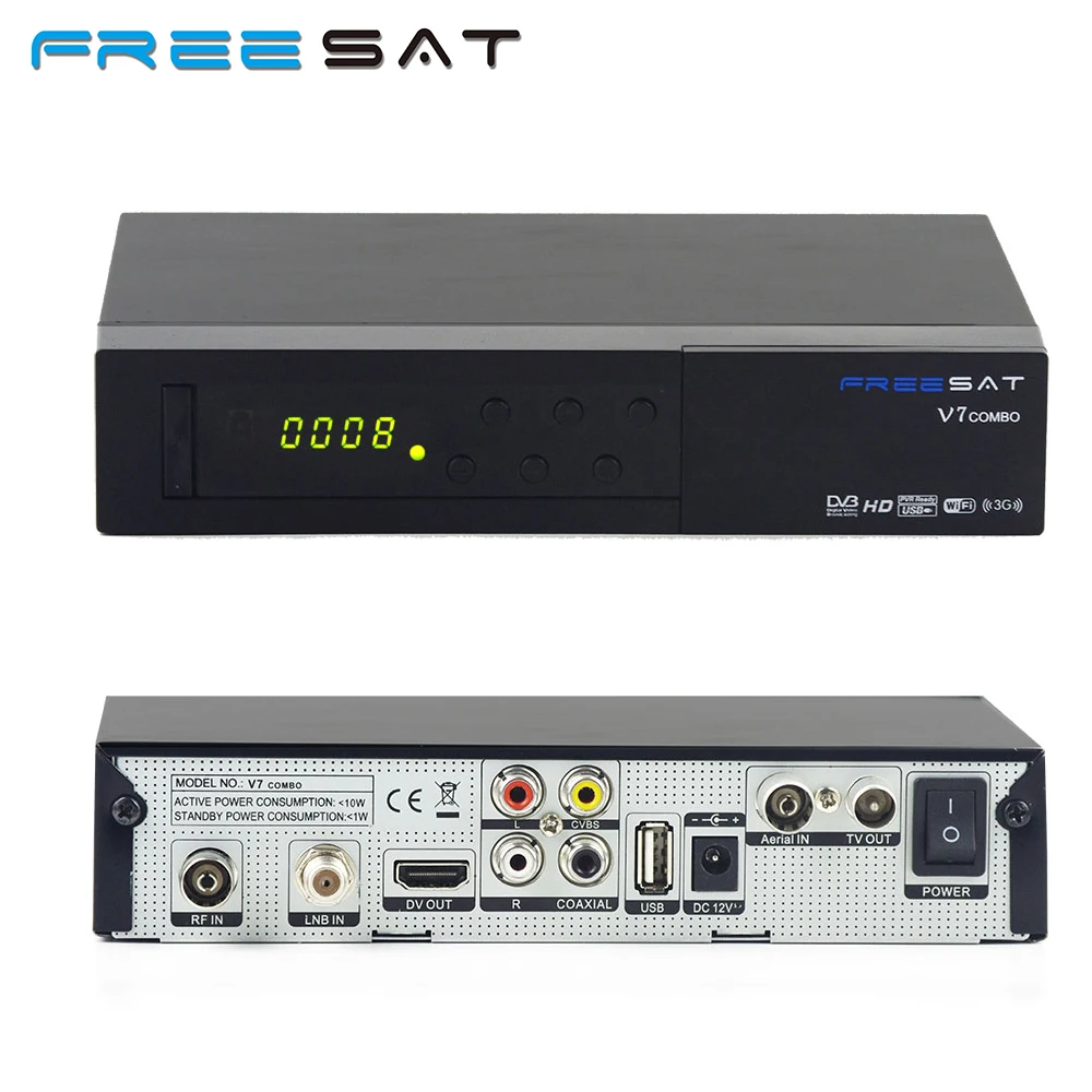 

FREE SAT V7 Combo Receptor HD Receiver DVB-S2 DVB-T2 Support PowerVu Biss Key Cccam Newcam DVB S2 T2