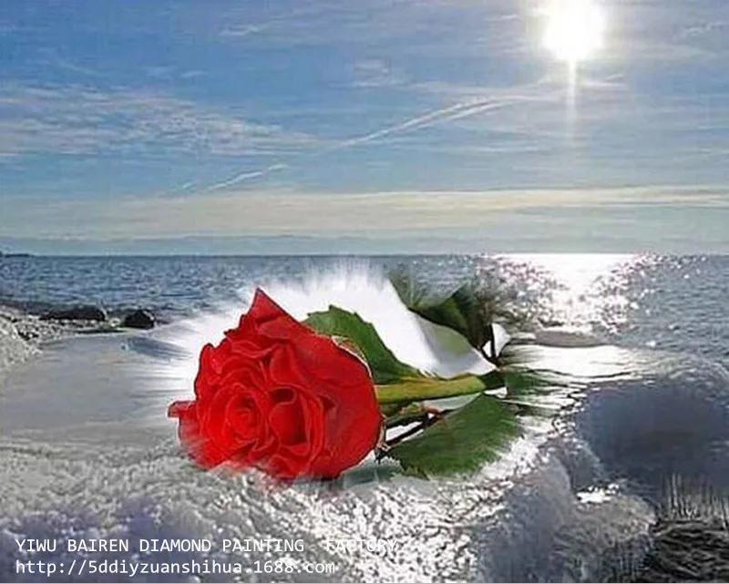 

100% full square drill diamond cross stitch pictures of crystal embroidery mosaic diamond paint waves and roses WL152