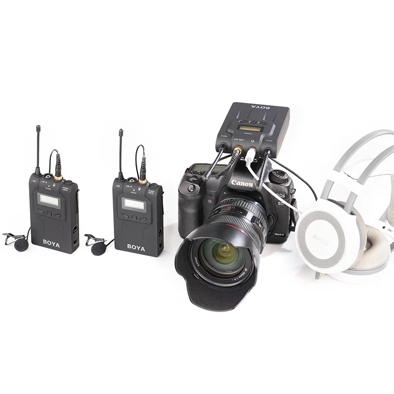 BOYA BY WM8 Двухканальный UHF беспроводной микрофон Система Lavalier Mic 2 передатчика 1