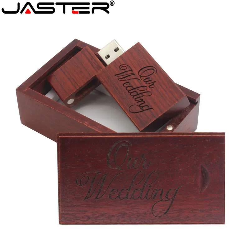 

JASTER promotion 5PCS free logo creative wooden usb+box thumb drive 4GB/8GB/16GB/32GB/64GB USB 2.0 External Storage