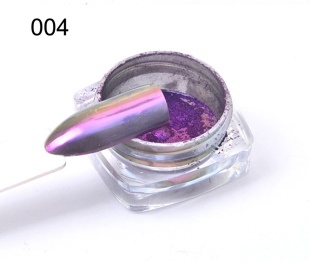 WUF 1 Box 0.3g Chameleon Mirror Nail Glitters Powder DIY Nail Chrome Pigment Dust Manicure Nail Art Decoration Tools