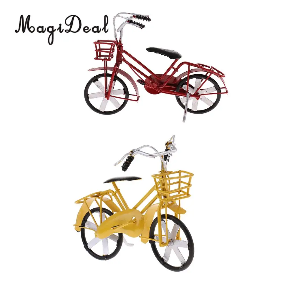 2x Simulation Vinatge Tin Metal Bicycle Bike Model Sculpture Toy for Coffee Bar Decorative