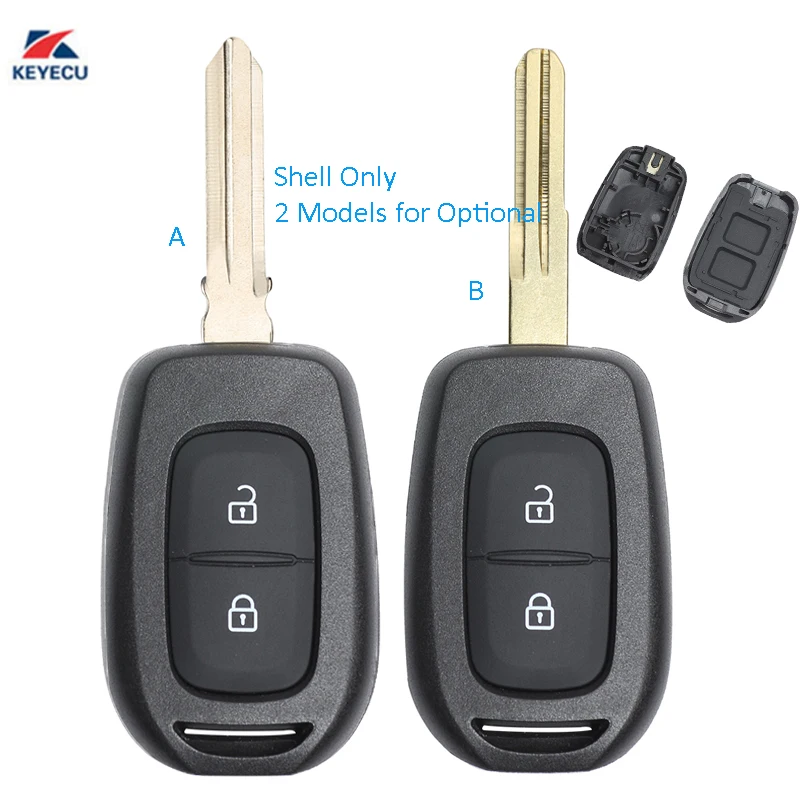

KEYECU Replacement Remote Key Shell Case Fob 2 Button for Renault Duster Trafic Clio4 Master3 Logan Dokker 2013-2017