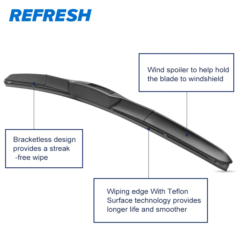 REFRESH Гибридный Wiper Blades for KIA Cerato Fit Hook Arms Model Year from 2003 to