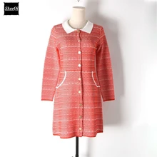 2018 New Turn-down Collar Knitted Sweater Dresses Women Single Breasted Dress Knit Basic Casual Dress Autumn Knitwear Vestidos