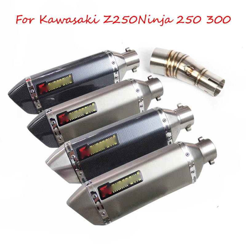 

For Kawasaki Z250 Ninja 250 300 Motorcycle Exhaust System Slip On Middle Mid Pipe + 51 mm Exhaust Muffler Pipe with DB Killer