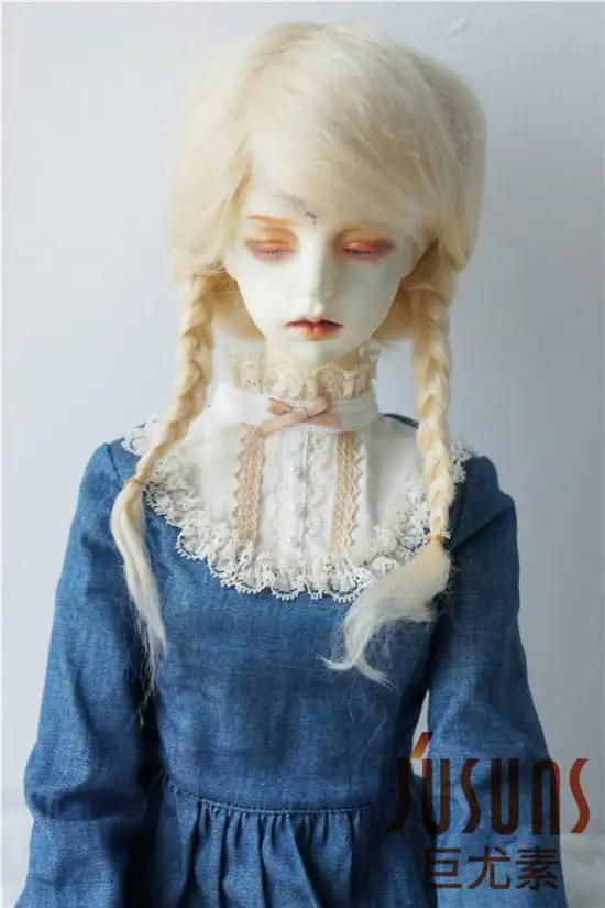 JD018 1/4 1/3 красивые мохер BJD парики Размер 7-8 дюймов 8-9 дюймов Ана оплетка кукла волосы модные куклы аксессуары - Цвет: 8-9inchBlond M9