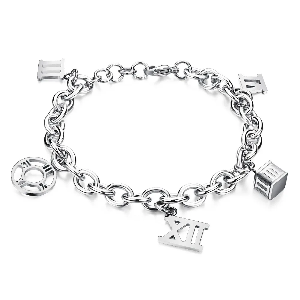 

Fashion European Women Bracelet New Titanium Steel Rome Numbers Hot Sale Jewellry Lady Bracelets