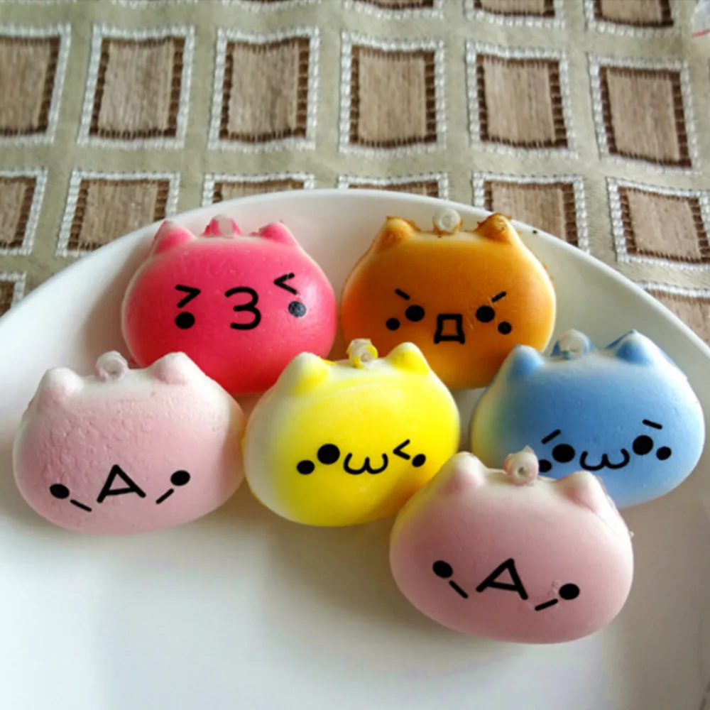 4cm Cartoon Cat Squishy Charms Kawaii Buns Bread Cell Phone Key Bag Strap Pendant Squishes-in ...