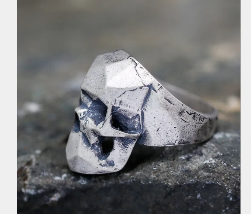 Uglyless Real S 925 Череп из стерлингового серебра мужские кольца на палец крутые