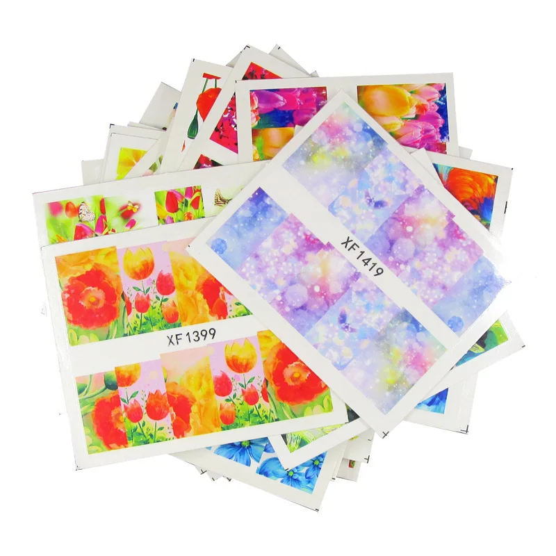 Bittb 50pcs/set Flower Nail Stickers Decals Slider Wraps For Nails Art Decor Manicure Water Transfer Sticker Tips