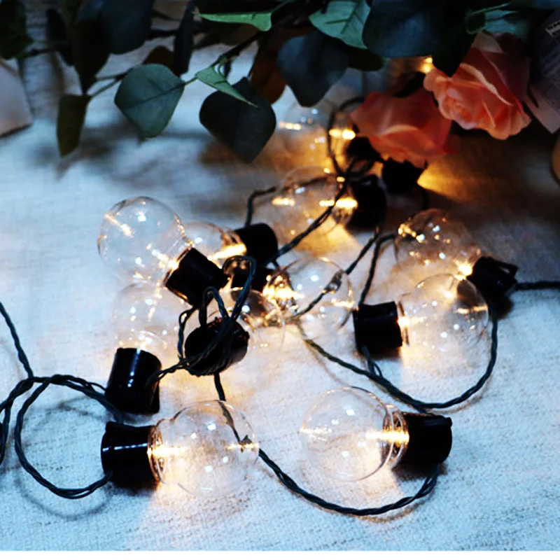 20 Led Vintage Clear Globe Bulb EU US Plug String Lights 5M Holiday Party Wedding Xmas Tree Graden Indoor Outdoor Decor Garland (1)