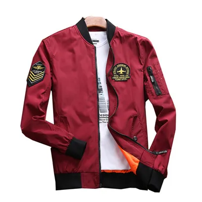 Бренд Tace& Shark Pilot куртка для мужчин Бомбер куртка с надписью самолет вышивка модная Военная армейская Осенняя верхняя одежда для мужчин - Цвет: RED