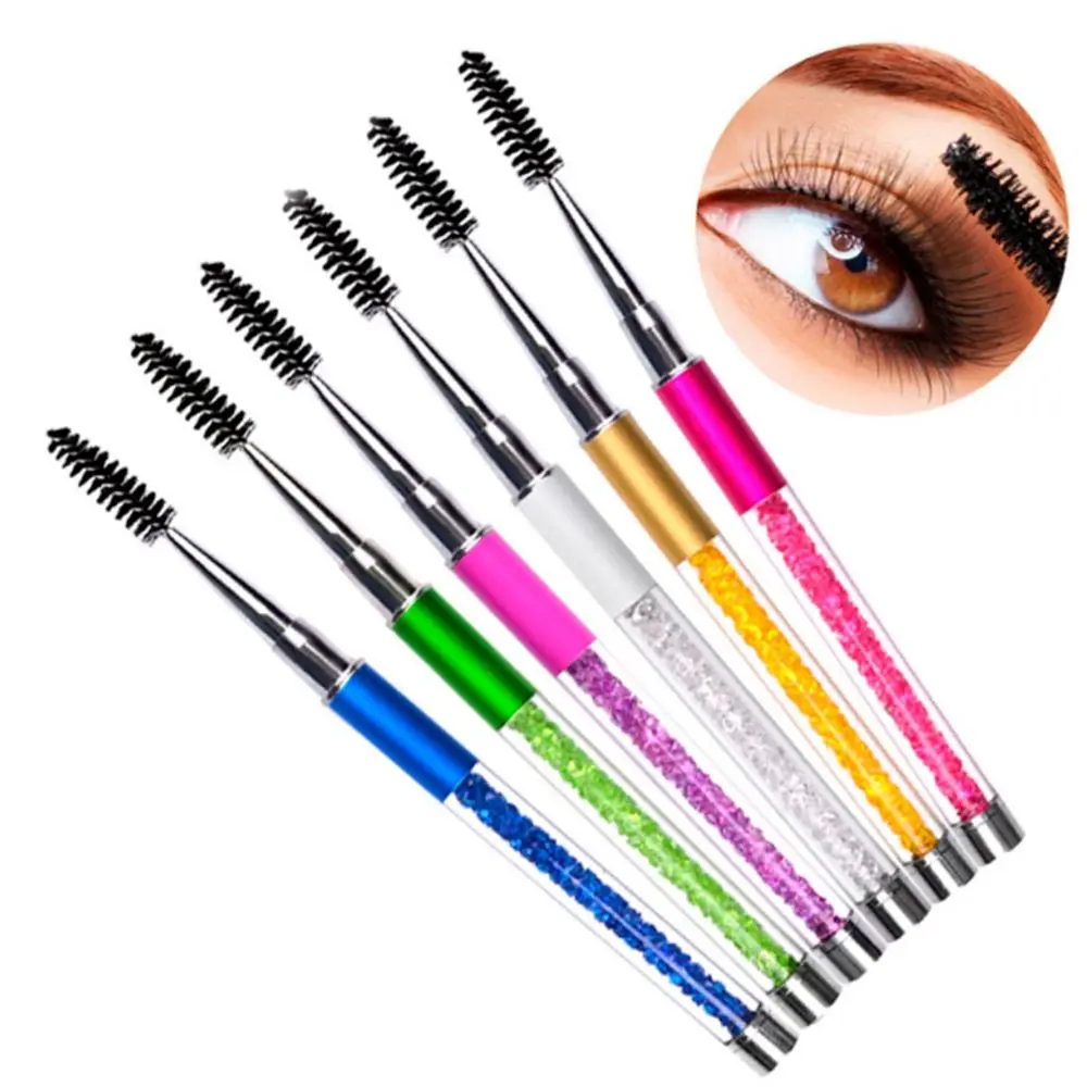 

Professional Reusable Spiral Wands Mascara Brush Applicator Beauty Tool Acrylic Rhinestone Handle Eyelashes Eyebrow Makeup