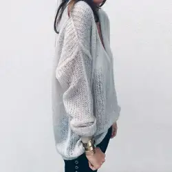 1 шт Для женщин леди Топ-свитер Вязание v-образным вырезом с длинным рукавом Мода для осень-зима TY53