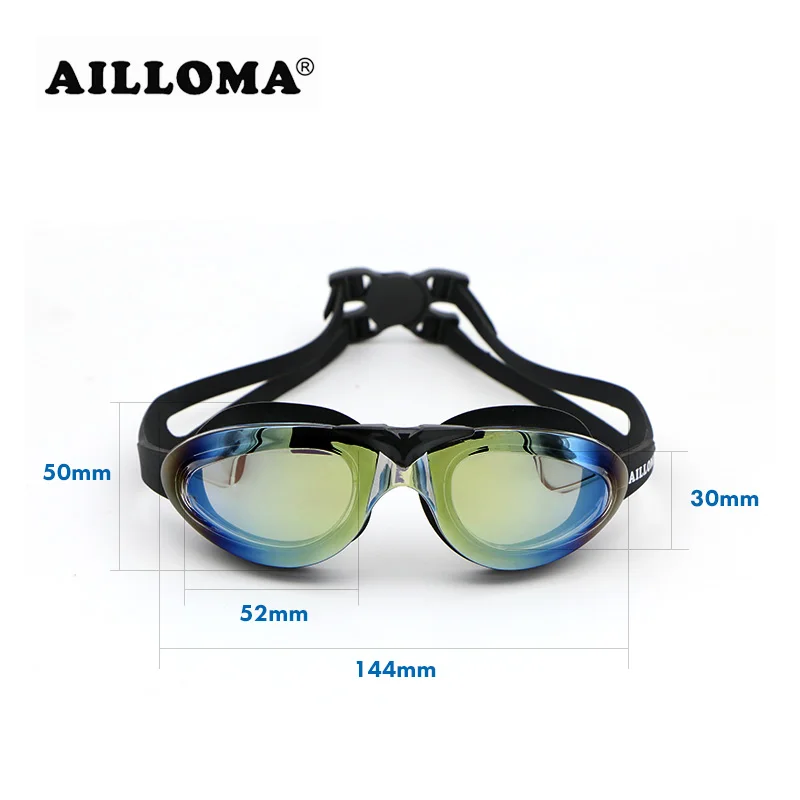 AILLOMA плавательные очки широкий обзор удобные противотуманные из силикона водонепроницаемые гальванические зеркальные Регулируемые очки для плавания